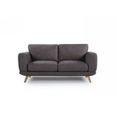 2 Seater Sofa Brown Fabric Lounge Set for Living Room Couch with Solid Wooden Frame.